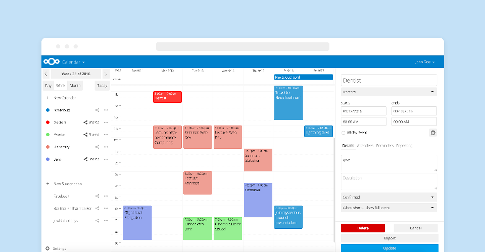 Nextcloud Groupware Kalender, Kontakte und Mail